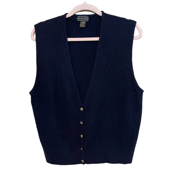 Preswick & Moore Sweaters - VTG Preswick & Moore Navy Blue Cable Knit Lambswool Angora Sweater Vest Medium